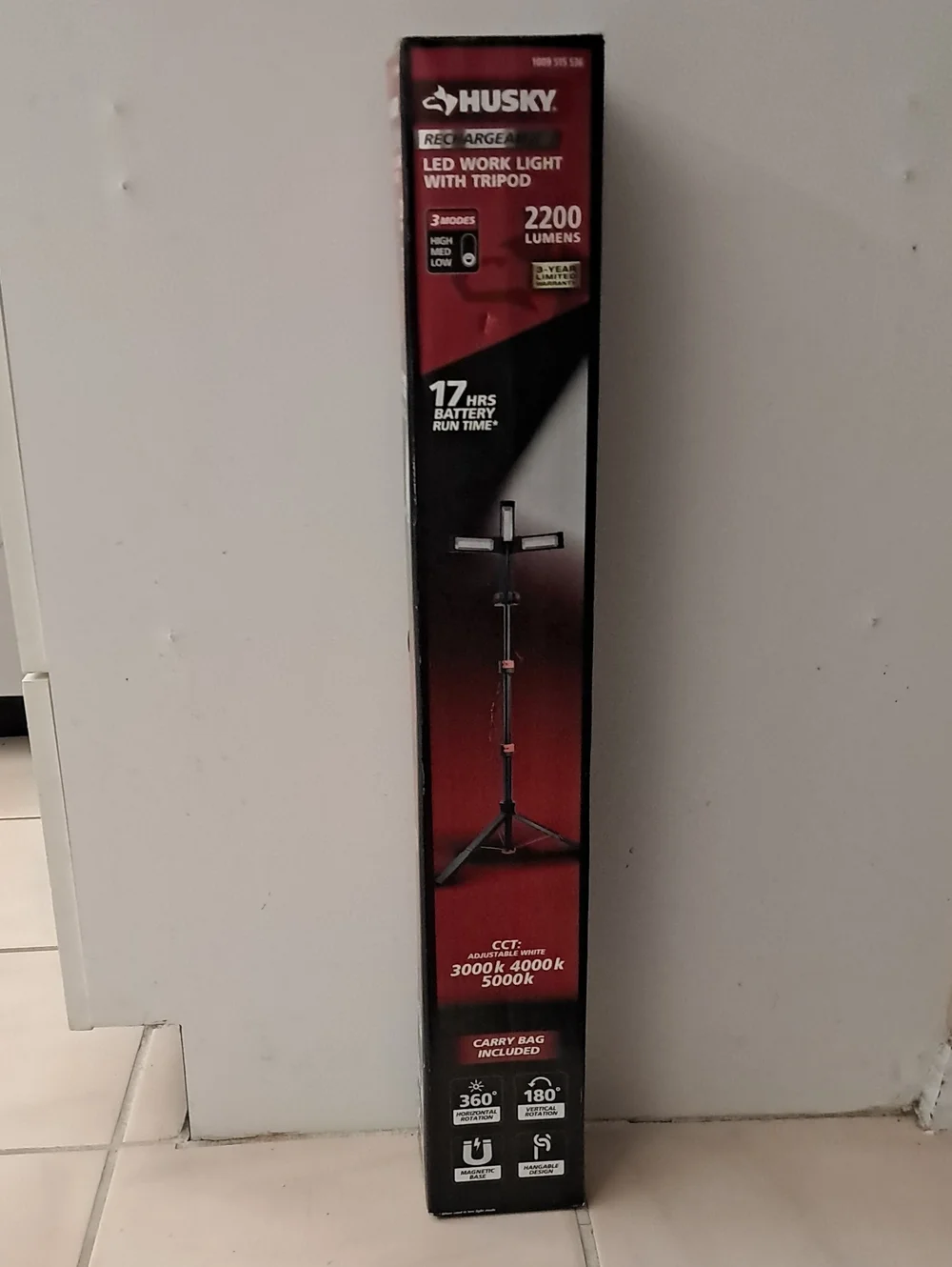 Red and Black LED Tripod Work Light - 2200 Lumens